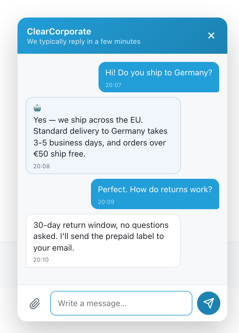 Site chat widget open